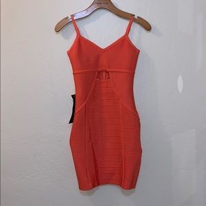 Bebe hot coral bandage dress
